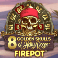 8 Golden Skulls of Holly Roger Megaways Logo
